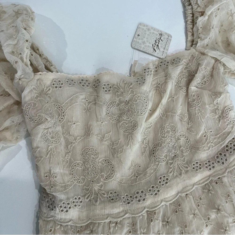 FREE PEOPLE Malina Maxi Cream Lace Babydoll Bohemian Dress NWT | Women’s xs